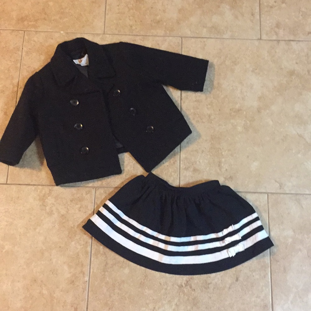 Janie and Jack skirt and black Circo pea coat